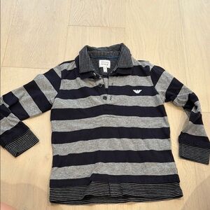 Armani junior boys long sleeve stripe collar polo shirt